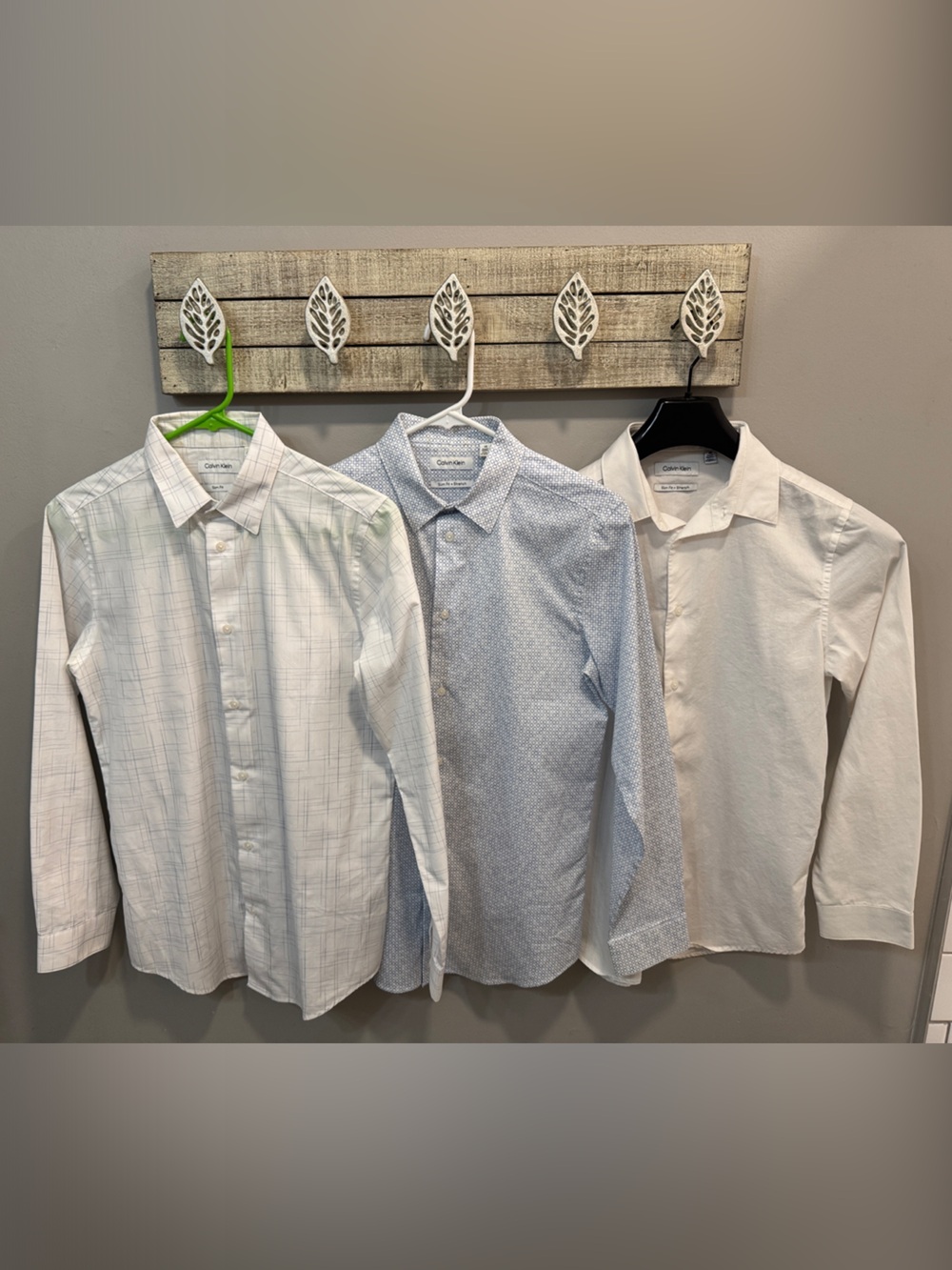 Boys Calvin Klein slim fit + stretch Button-Down Shirt Trio
